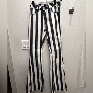 Boot Cut Grey & white stripe pants